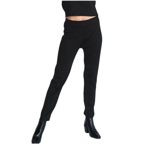 Silk & Salt Womens Ribbed Knit Staycation Black Tapered Lounge Pants Size XXL - Picture 1 of 11